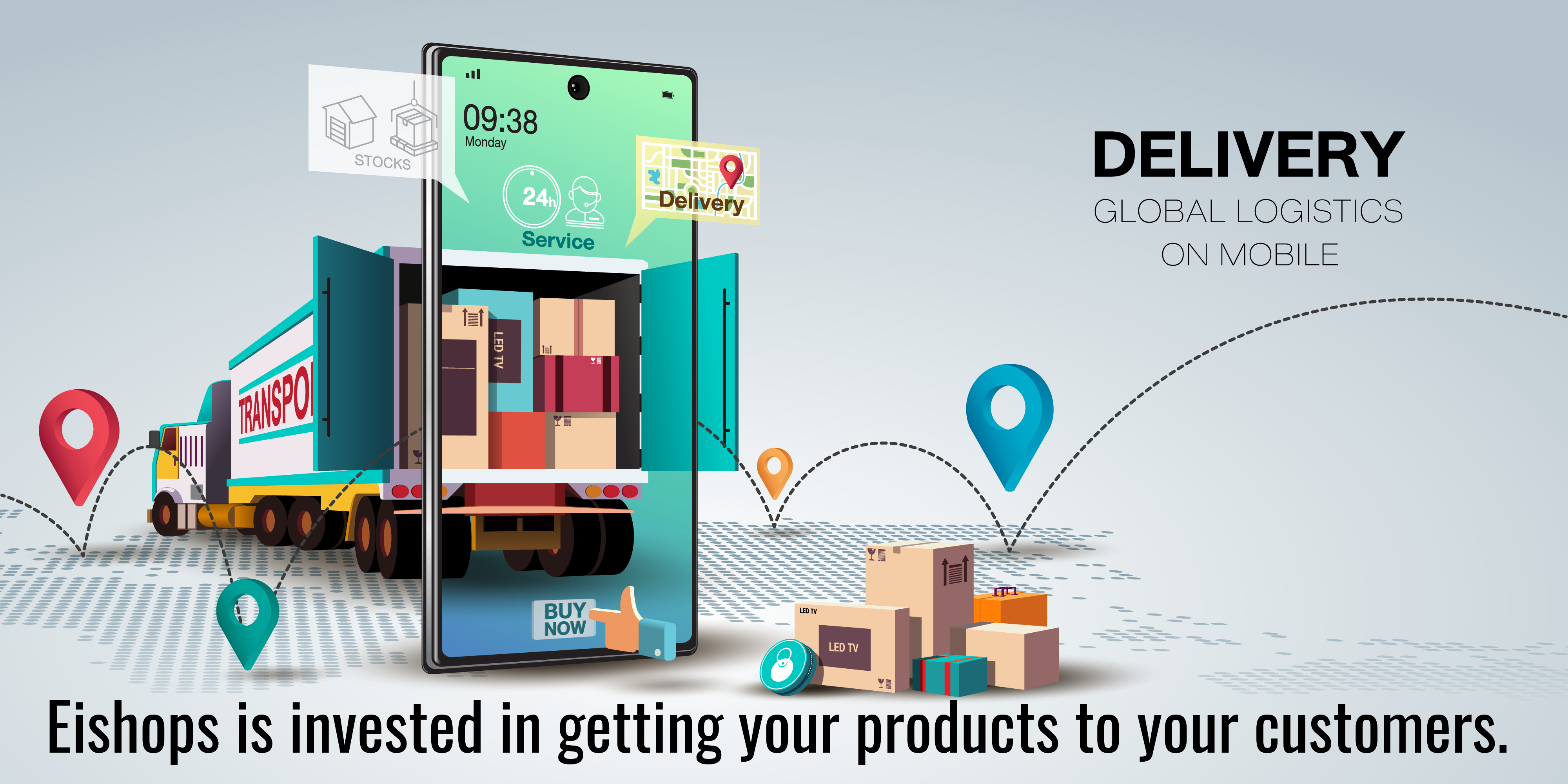 delivery global logistics on mobile - eishops is invested in getting your products to your customers