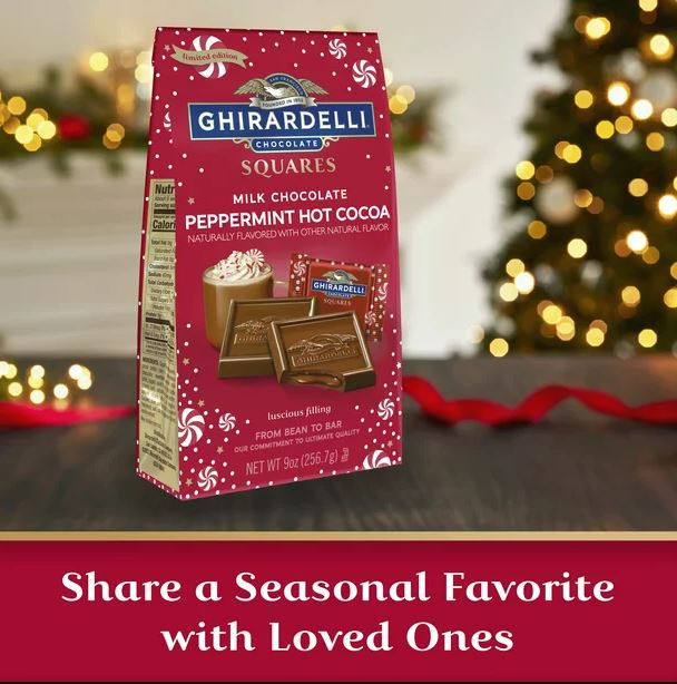 Ghirardelli Milk Chocolate Peppermint Hot Cocoa Squares 9 Oz Bag