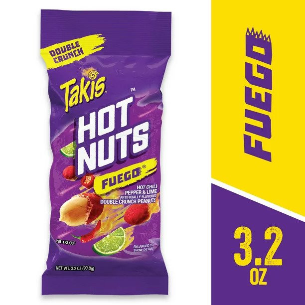 Takis Hot Nuts Fuego Double Crunch Peanuts, Hot Chili Pepper and Lime