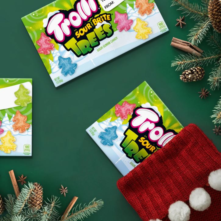 Trolli Sour Brite Trees Holiday Sour Gummi Candy Holiday Theater Box 3oz 