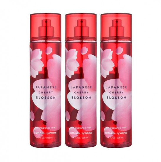 Bath & Body Works Japanese Cherry Blossom Fine Fragrance Mist 8.0 oz  3-PACK