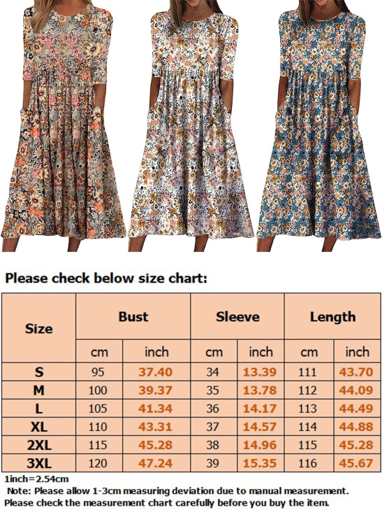 Capreze Women Floral Print A-Line Swing Midi Dress Ethnic Style Paisley  Sundress Boho Beach Shirt