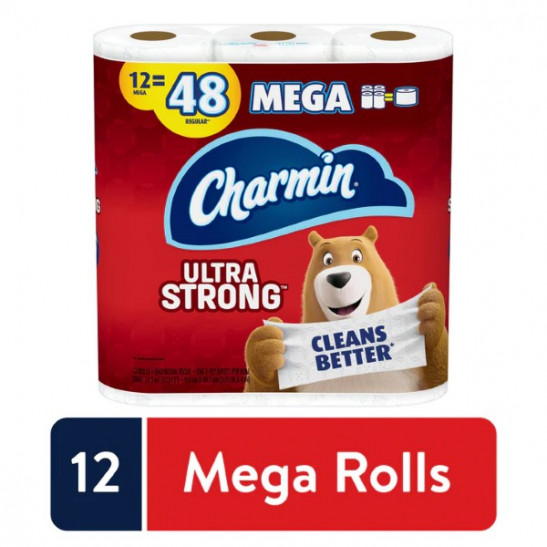 Charmin Ultra Strong Toilet paper 12 Mega Rolls = 48 Regular Rolls 