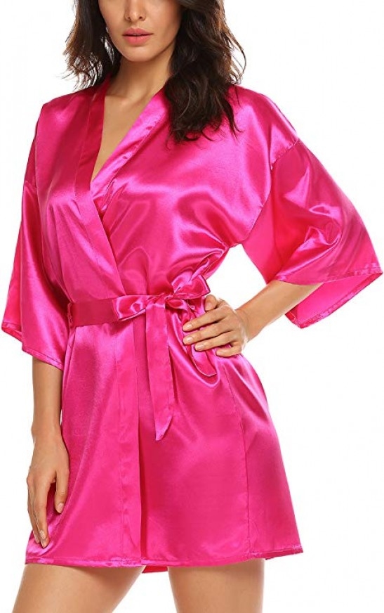 Elegant Long Satin Kimono Robe for Women - Full Sleeve Silk-Feel Bathrobe,  Sexy Femme Shower Lounge Wear 2023