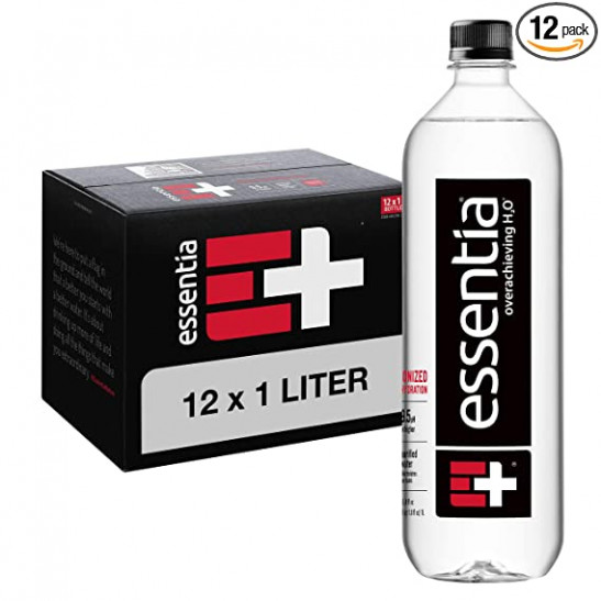 essentia bottled water, 1 liter, 12-pack, ionized alkaline water