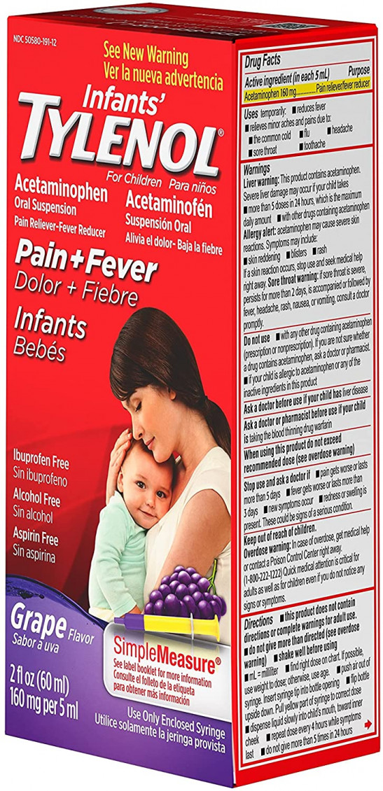 Infants' Tylenol Pain Reliever+Fever Reducer Liquid - Acetaminophen - Grape