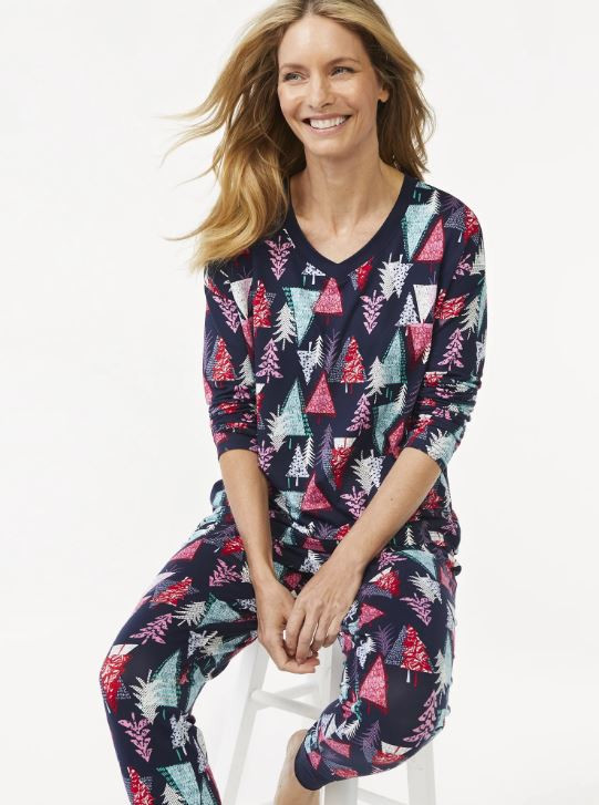Women Printing Home Pajamas Set Plus Size, Thin Long Sleeve O-Neck T-shirt  Top + Trousers 