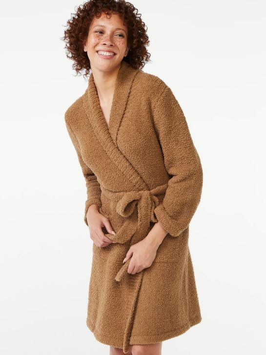 Joyspun Women's Plush Sleep Robe, Size S to 3X 