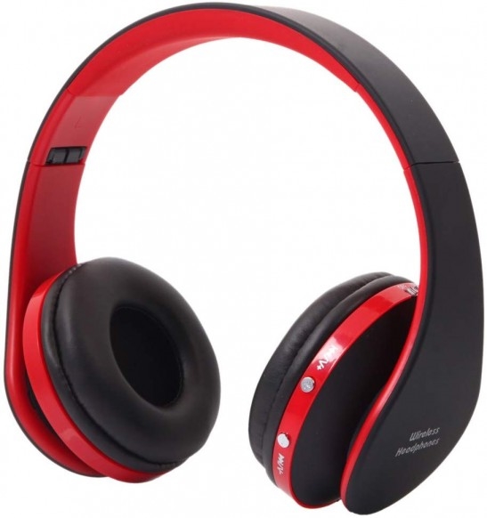 bluetooth headphones over ear ,hi-fi sterio,foldable,wired mode for iphone/ipad,pc(red)
