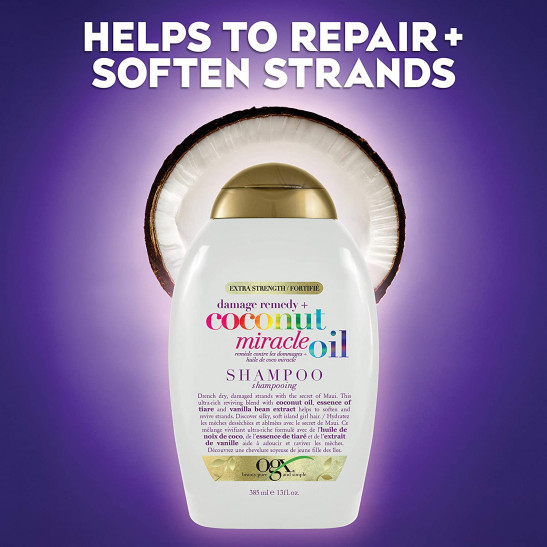 ogx extra strength damage remedy + coconut miracle oil shampoo| 13 fl oz