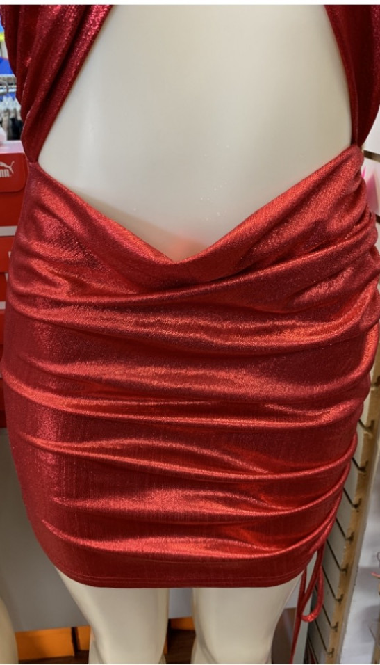 Red Halter Cutout Dress- M