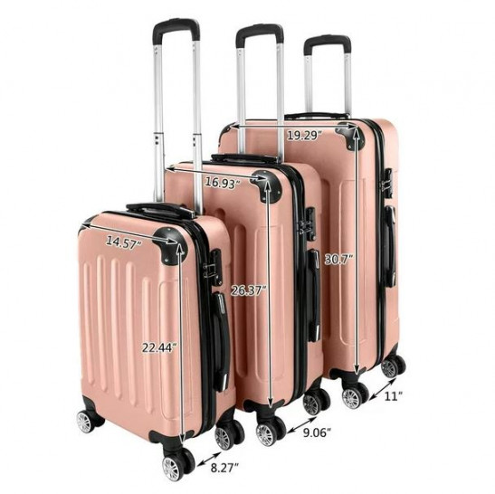 Zimtown 3-Piece Nested Spinner Suitcase Luggage Set with TSA Lock, Black