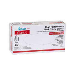 100-ct Black Nitrile Gloves Size L Powder Free Sysco Classic High Performance