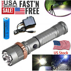 Flashlight Rechargeable Led 3800LM Upgraded T6 Tactical Waterproof Zoomable Hiking Powerful Torch 18650 Battery + Direct Charger