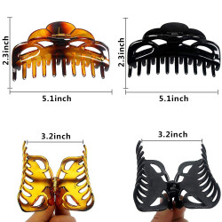 ACCGLORY Large Hair Clips for Thick Hair Plastic Big Claw Clips Updo Hair Styling Accessories for Women Strong Hold Jumbo Hair Jaw Clips(Arc-Black+Brownish)