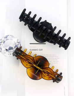 ACCGLORY Large Hair Clips for Thick Hair Plastic Big Claw Clips Updo Hair Styling Accessories for Women Strong Hold Jumbo Hair Jaw Clips(Arc-Black+Brownish)