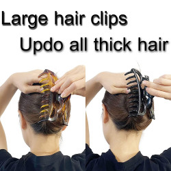 ACCGLORY Large Hair Clips for Thick Hair Plastic Big Claw Clips Updo Hair Styling Accessories for Women Strong Hold Jumbo Hair Jaw Clips(Arc-Black+Brownish)