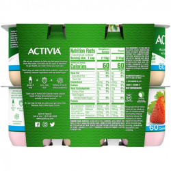 Activia Nonfat Probiotic Strawberry Banana & Peach Variety Pack Yogurt, 4 Oz. Cups, 12 Count