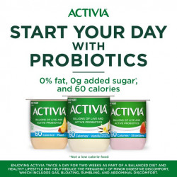 Activia Nonfat Probiotic Strawberry Banana & Peach Variety Pack Yogurt, 4 Oz. Cups, 12 Count