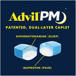 Advil PM (120 Count) Pain Reliever / Nighttime Sleep Aid Coated Caplet, 200mg Ibuprofen, 38mg Diphenhydramine