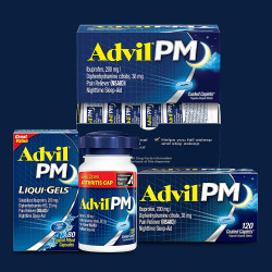 Advil PM Pain Reliever And Nighttime Sleep Aid, Pain Medicine With Ibuprofen For Pain Relief And Diphenhydramine Citrate For A Sleep Aid - 120 Coated Caplets
