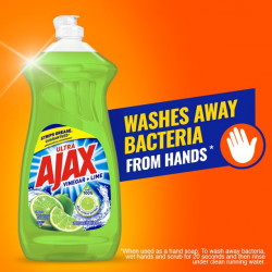 Ajax Ultra Dishwashing Liquid Dish Soap, Vinegar + Lime Scent - 52 Fluid Ounce