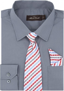 Alberto Danelli Boys Dress Shirt With Matching Tie And Handkerchief, Long  Sleeve Button Down, Pocket