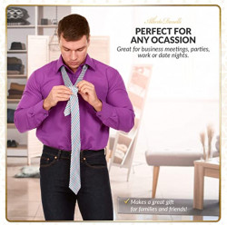 Alberto Danelli - Camisa de manga larga, con corbata y pañuelo a juego,  para hombre Violet Color