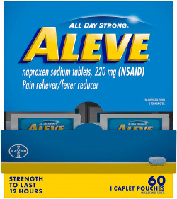 Aleve Pain Relief Caplets, Sachet Dispenser, 60 Count (60 Sachets)