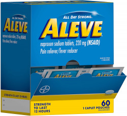 Aleve Pain Relief Caplets, Sachet Dispenser, 60 Count (60 Sachets)
