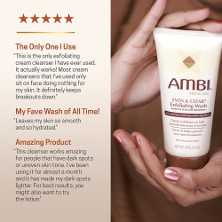 Ambi Even & Clear Exfoliating Wash With Oat and Sea Whip | Salicylic Acid Acne Treatment | Helps Clear & Prevent Breakouts | Exfoliates to Help Smooth Skin Tone & Texture | 5 Ounce