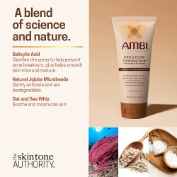 Ambi Even & Clear Exfoliating Wash With Oat and Sea Whip | Salicylic Acid Acne Treatment | Helps Clear & Prevent Breakouts | Exfoliates to Help Smooth Skin Tone & Texture | 5 Ounce