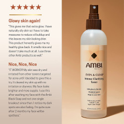 Ambi Even & Clear Intense Clarifying Toner | Astringent Protects and Beautifies Acne-Prone Skin | Cucumber Extract | Green Tea Extract | 8 Ounce