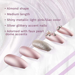 Ardell Nail Addict - Juego de uñas artificiales, color lila metálico