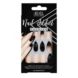 Ardell Nail Addict Premium - Juego De Uñas Artificiales Prémium, Broche Negro Y Rosa Ombre, Broche Negro Y Rosa Ombre