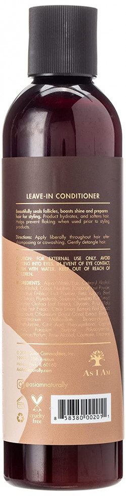 As I Am Leave In Conditioner - 8 Ounce - Conditions and Softens Curls & Coils - Moisturizes and Strengthens Hair - Prevents Tangles - Eases Wet Combing - Seals Cuticles