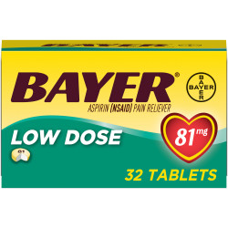 Aspirin Regimen Bayer Low Dose Pain Reliever Enteric Coated Tablets, 81mg