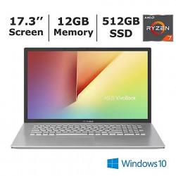 ASUS VivoBook X712DA Laptop, AMD Ryzen 7 3700U 2.3GHz Processor, 12GB Memory, 512GB SSD