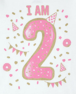 Baby And Toddler Girls Birthday Glitter I Am 2 Graphic Tee
