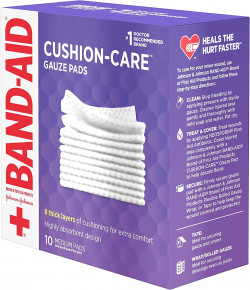 Band-Aid Brand Cushion Care Non-Stick Gauze Pads, Individually-Wrapped, Medium, 3 in x 3 in, 10 ct