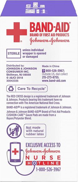 Band-Aid Brand Cushion Care Non-Stick Gauze Pads, Individually-Wrapped, Medium, 3 in x 3 in, 10 ct