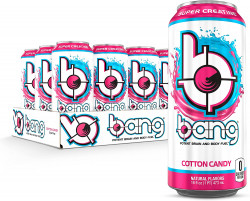 Bang Energy Drink With CoQ10 Creatine Cotton Candy (12 Drinks, 16 Fl Oz. Each)