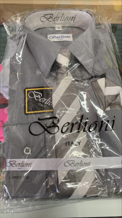 Berlioni Mens Shirt with tye Light Grey Color