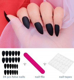 Black | Fake Matted Nails