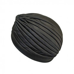 Black Spandex Pleated Turban Head Wrap For Women