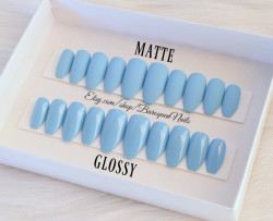 Sky Blue Nails - Matte Coffin Nails | Eishops