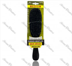 BOAR BRISTLES CLUB BRUSH CURVED - BLACK WOOD -WAVE PALM CLUB BRUSH