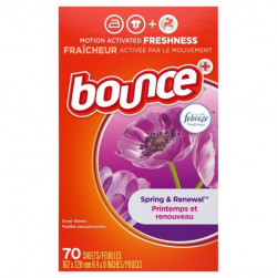 Bounce With Febreze Scent Spring & Renewal Fabric Softener Dryer Sheets, 70 Count