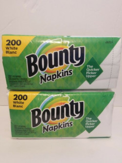 Bounty Everyday Paper Napkins, White Print, 200 Count X 2 = 400 Count (Pack Of 2)