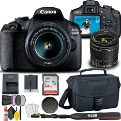 Canon EOS 2000D / Rebel T7 DSLR Camera With 18-55mm Lens + Creative Filter Set, EOS Camera Bag + Sandisk Ultra 64GB Card + 6AVE Electronics Cleaning Set